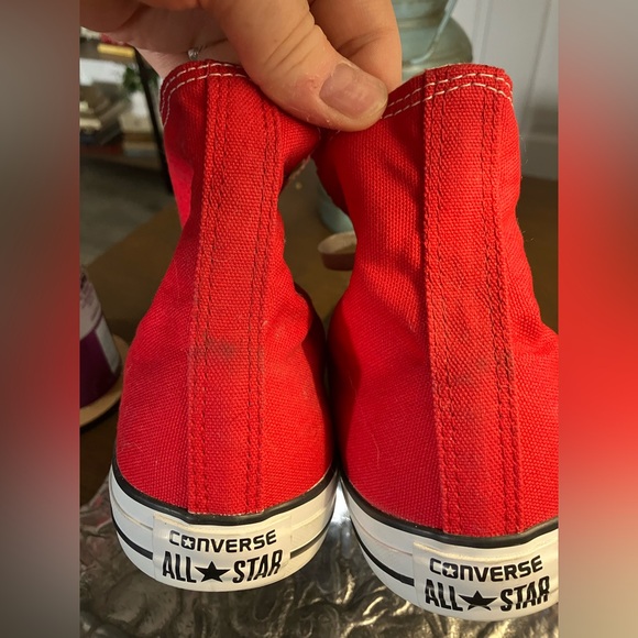 Converse Red and White High-Top Sneakers - Picture 6 of 7